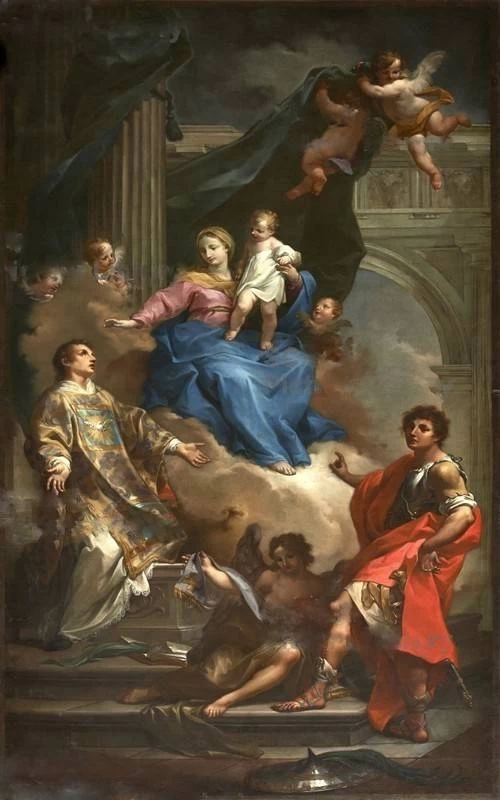 36-S,Vincenzo Diacono adora la Vergine - olio su tela - Sante Cattaneo - XVIII secolo - Calcinato (Bs), chiesa di S